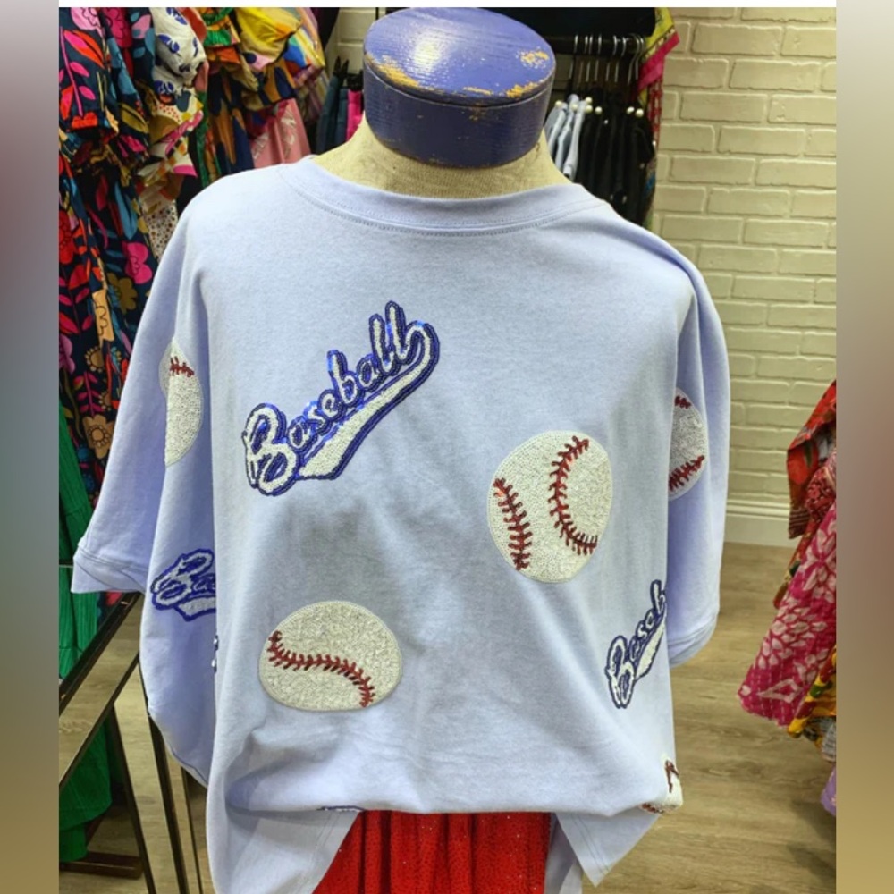 Fantastic Fawn OVERSIZED Baseball Sequin Front Top
